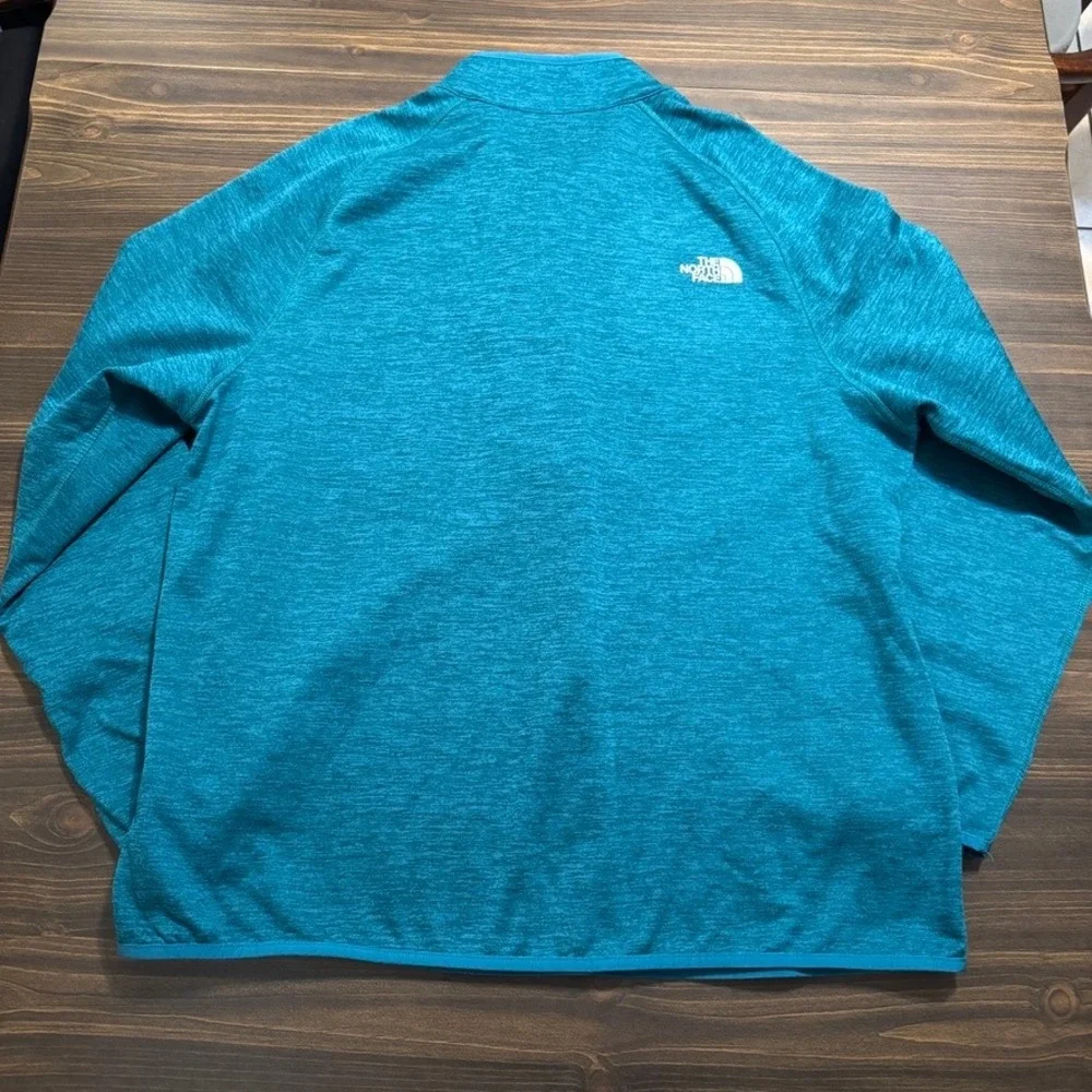 The North Face Fleece Sweater Mens 2XL Green Blue 1/4 Zip Pocket Mock Neck